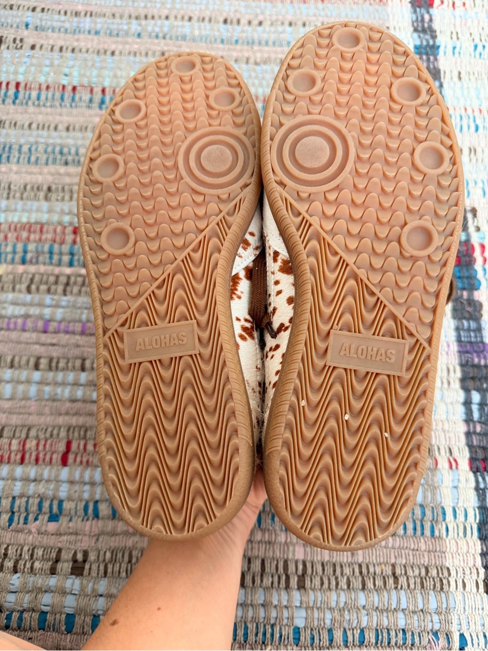 ALOHAS Cow Print Leather & Suede Sneakers in White and Brown - Picture 4 of 7